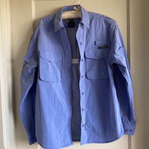 Ex Officio Adventure Wear Women’s button-up long sleeve purplish blue Size 10/12 - Picture 1 of 15